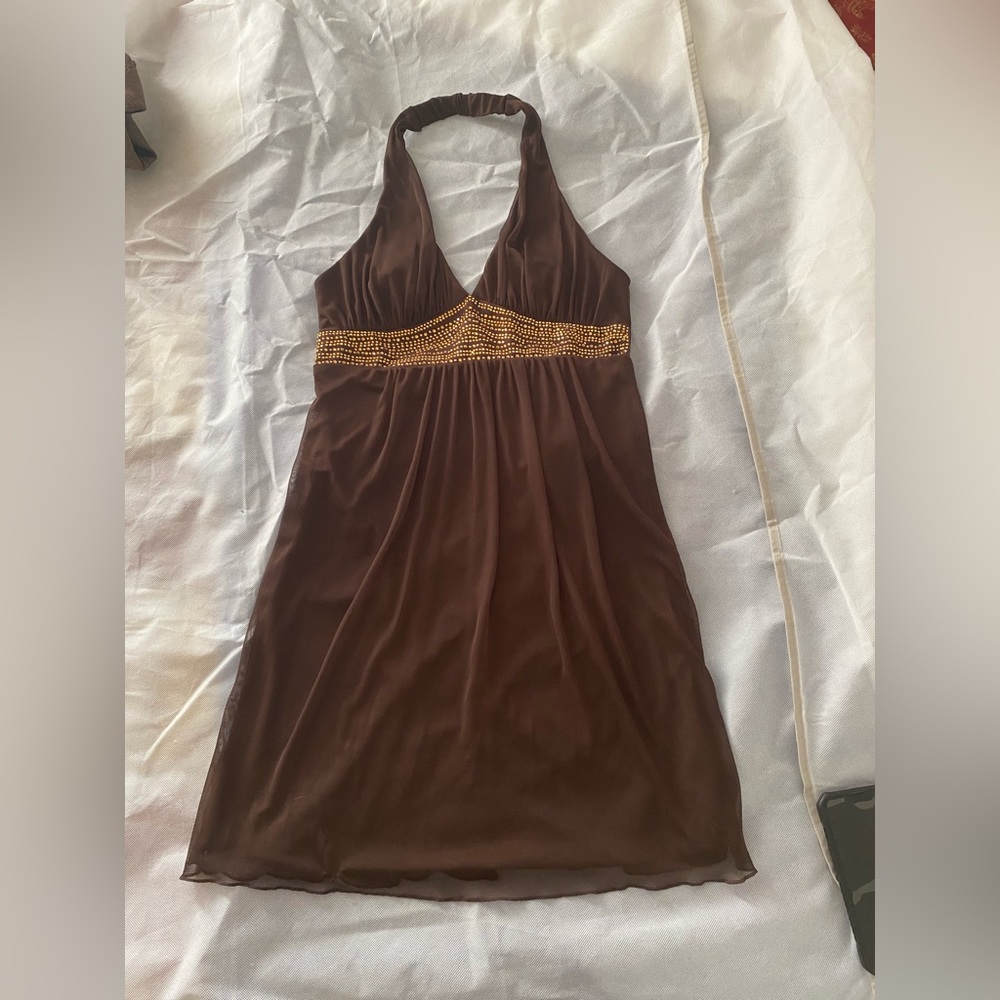 90s Brown jeweled vaulter top